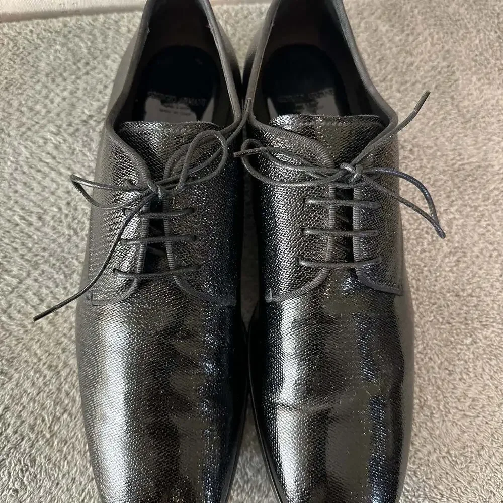 GIORGIO ARMANI Size 8 Black Solid Leather Lace Up Shoes